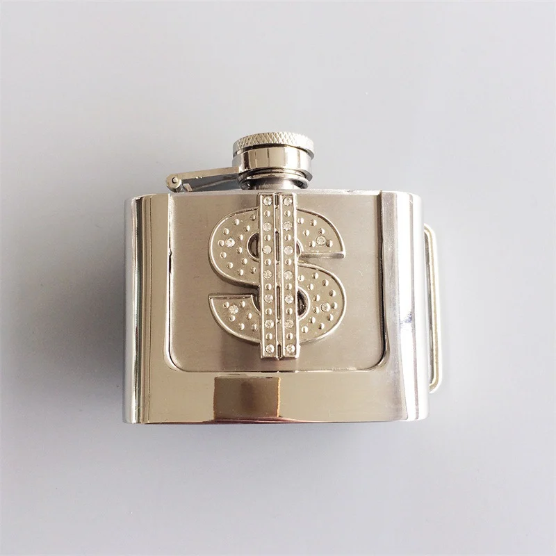 Fashion Punk Creative Belt Buckle With 2oz Flask - Dollor