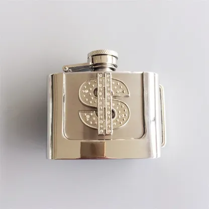 Fashion Punk Creative Belt Buckle With 2oz Flask - Dollor