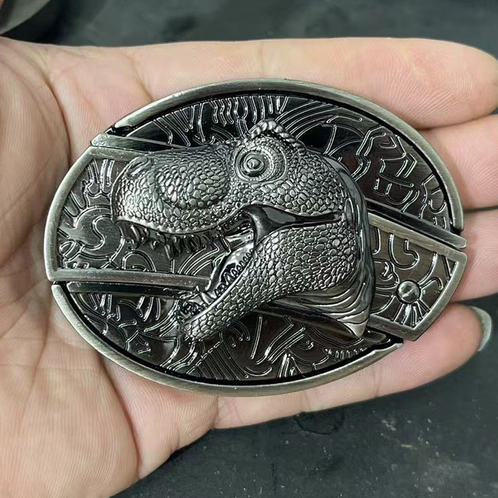 (New Arrival) Fashion Punk Genuine Leather Belt With Knife - Dinosaur