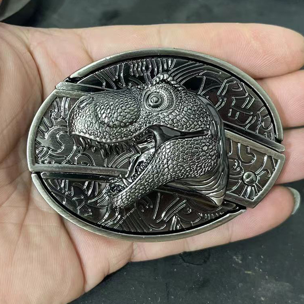 (New Arrival) Fashion Punk Genuine Leather Belt With Knife - Dinosaur