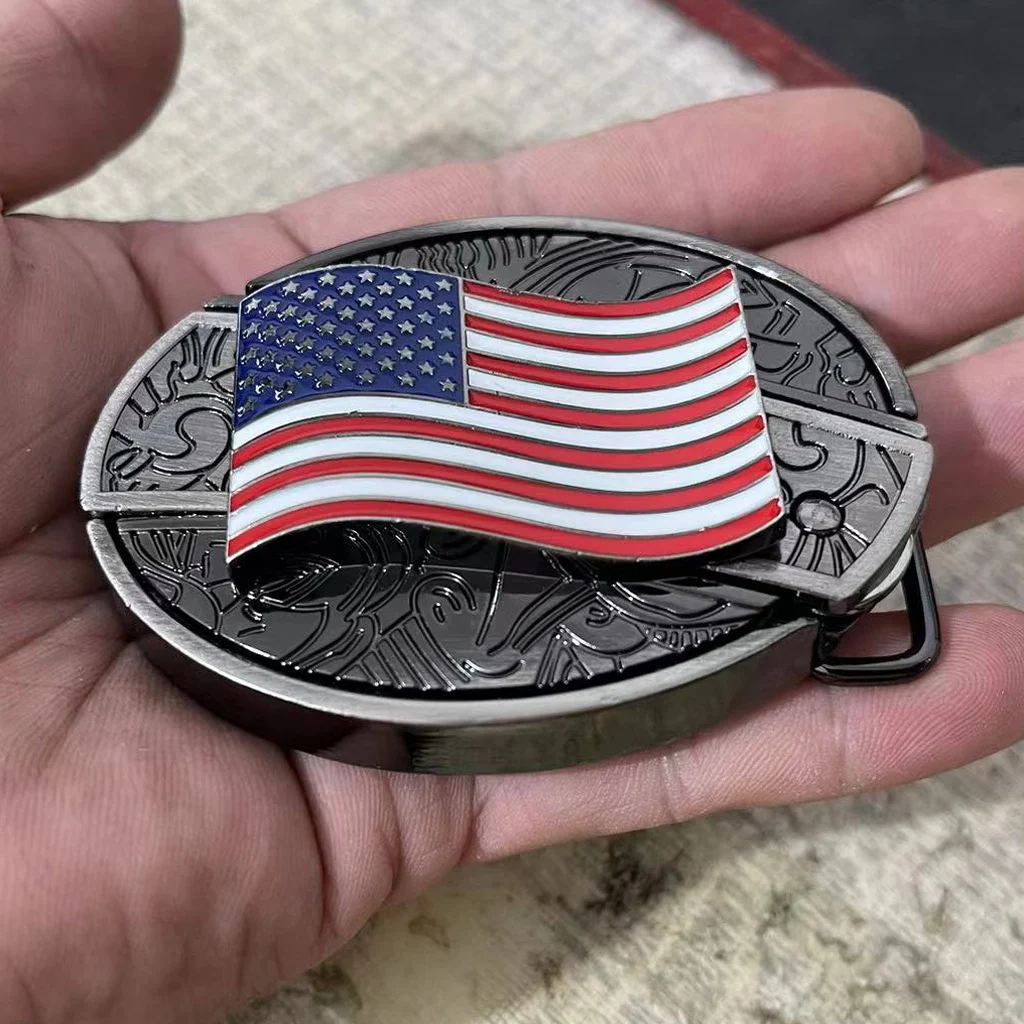 (New Arrival) Fashion Punk Genuine Leather Belt With Knife - American Flag