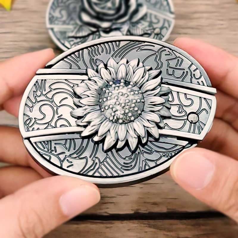 (New Arrival) Fashion Punk Genuine Leather Belt With Knife - Sunflower