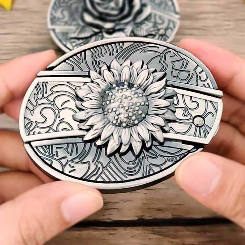 (New Arrival) Fashion Punk Genuine Leather Belt With Knife - Sunflower