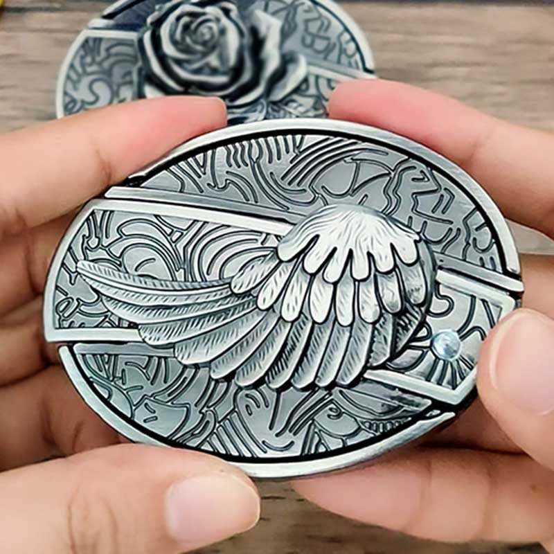 (New Arrival) Fashion Punk Genuine Leather Belt With Knife - Angel Wings