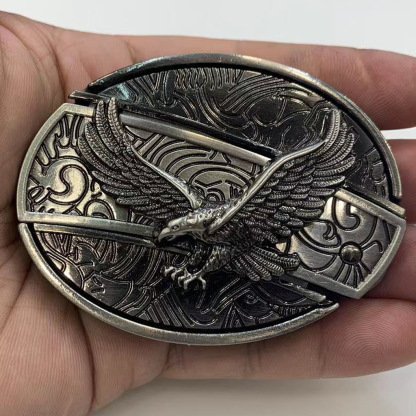 (New Arrival) Fashion Punk Genuine Leather Belt With Knife - Bald Eagle