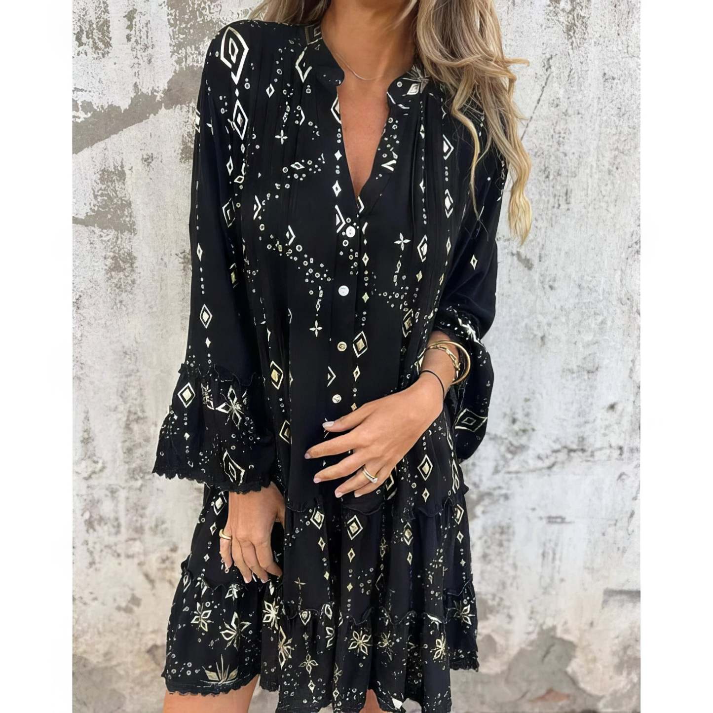  Elegant Geometric Boho Dress
