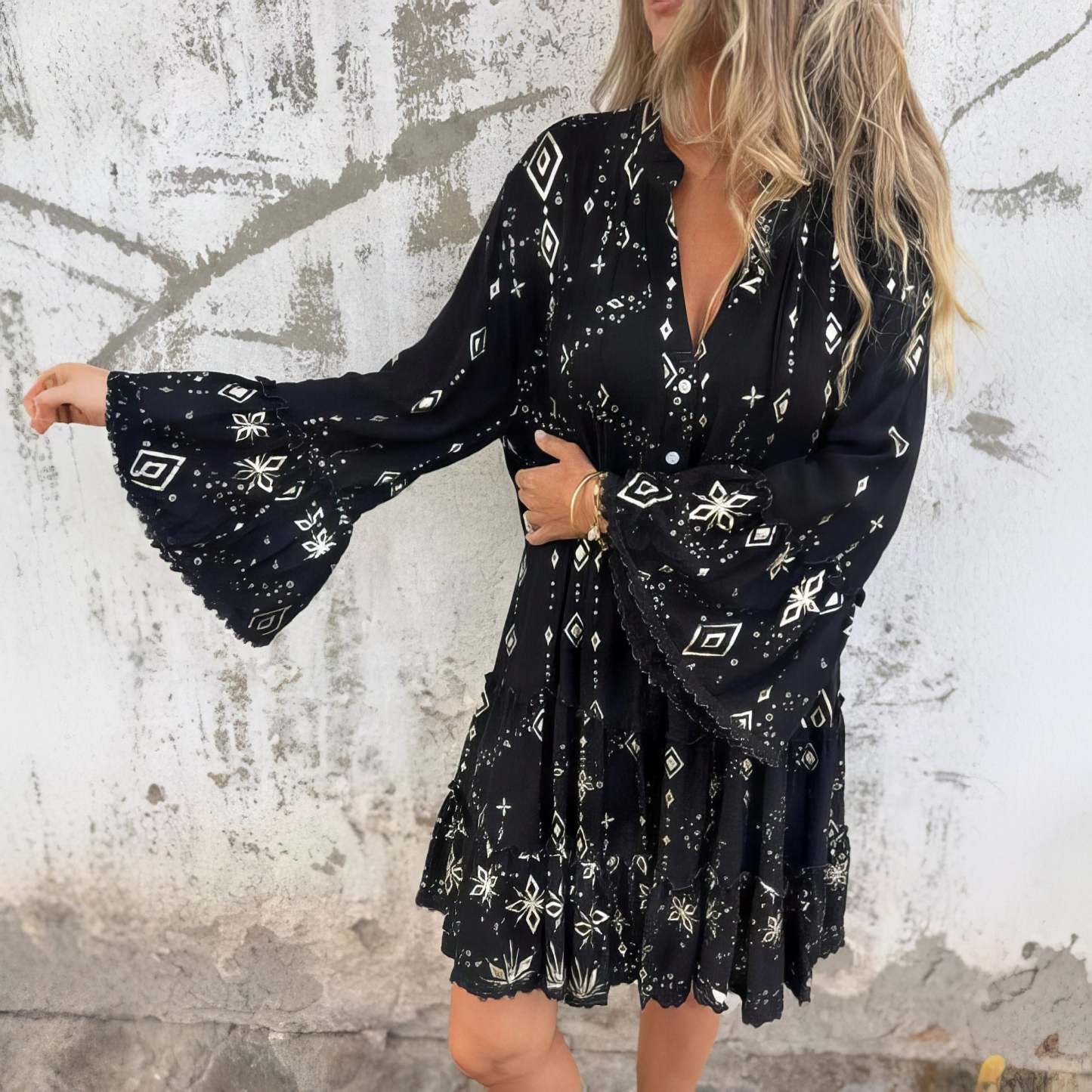  Elegant Geometric Boho Dress