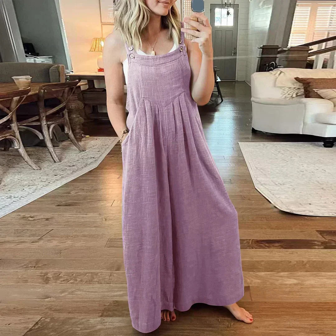 💝 Women's Sleeveless Jumpsuit with Wide Legs and Pockets