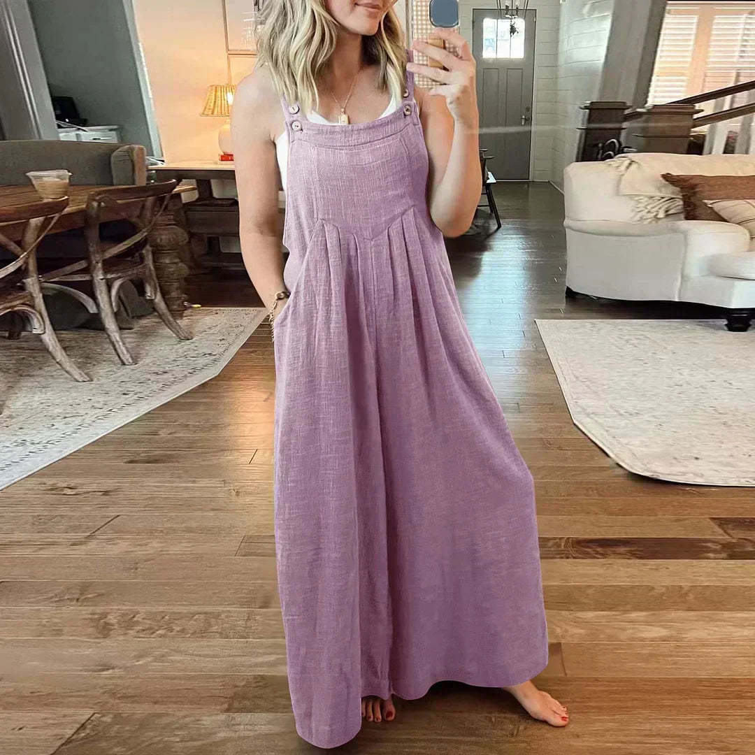 💝 Women's Sleeveless Jumpsuit with Wide Legs and Pockets