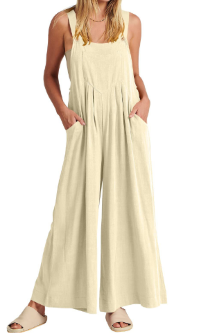 💝 Women's Sleeveless Jumpsuit with Wide Legs and Pockets