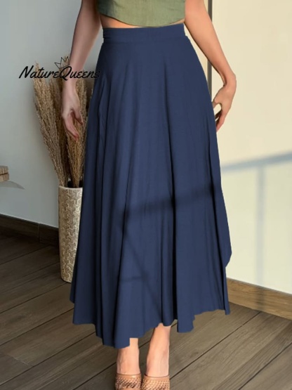 Women's Adjustable Cotton and Linen Wrap Skirt