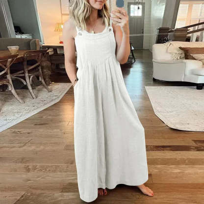 💝 Women's Sleeveless Jumpsuit with Wide Legs and Pockets