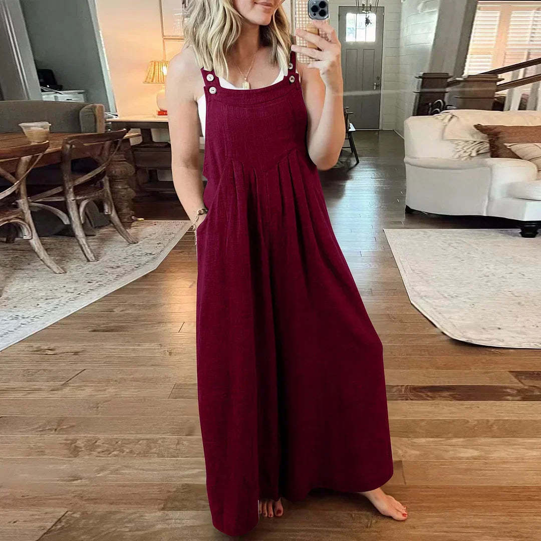 💝 Women's Sleeveless Jumpsuit with Wide Legs and Pockets