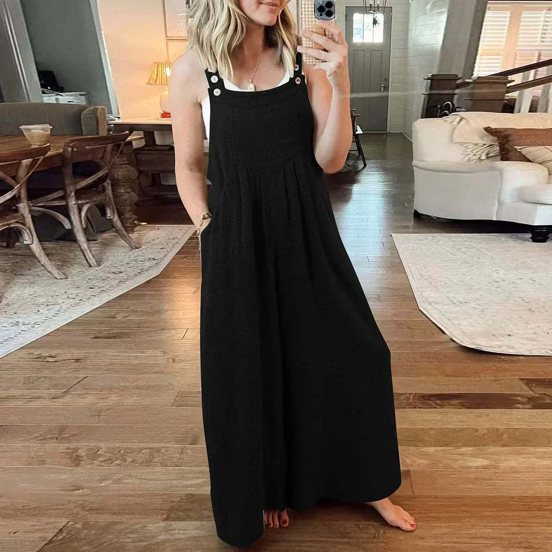 💝 Women's Sleeveless Jumpsuit with Wide Legs and Pockets