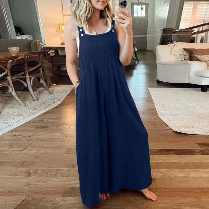 💝 Women's Sleeveless Jumpsuit with Wide Legs and Pockets