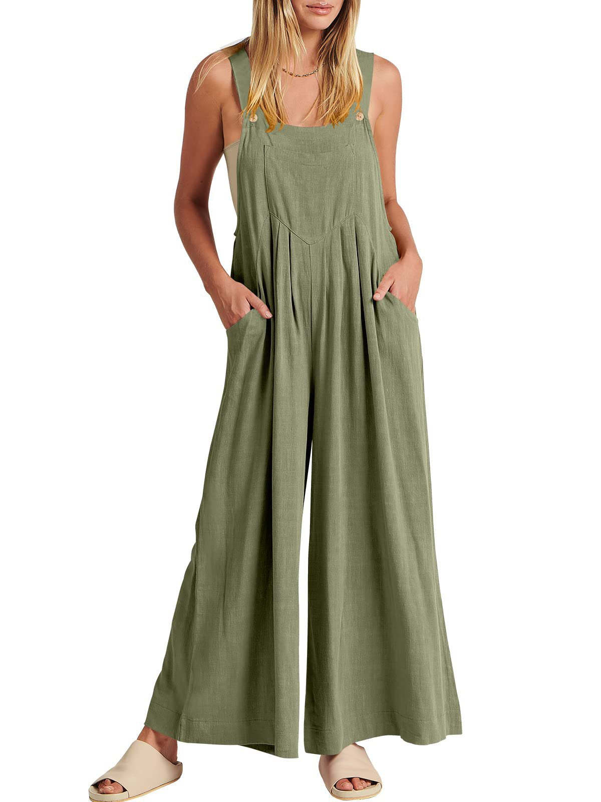 💝 Women's Sleeveless Jumpsuit with Wide Legs and Pockets