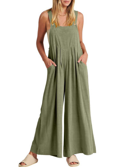 💝 Women's Sleeveless Jumpsuit with Wide Legs and Pockets