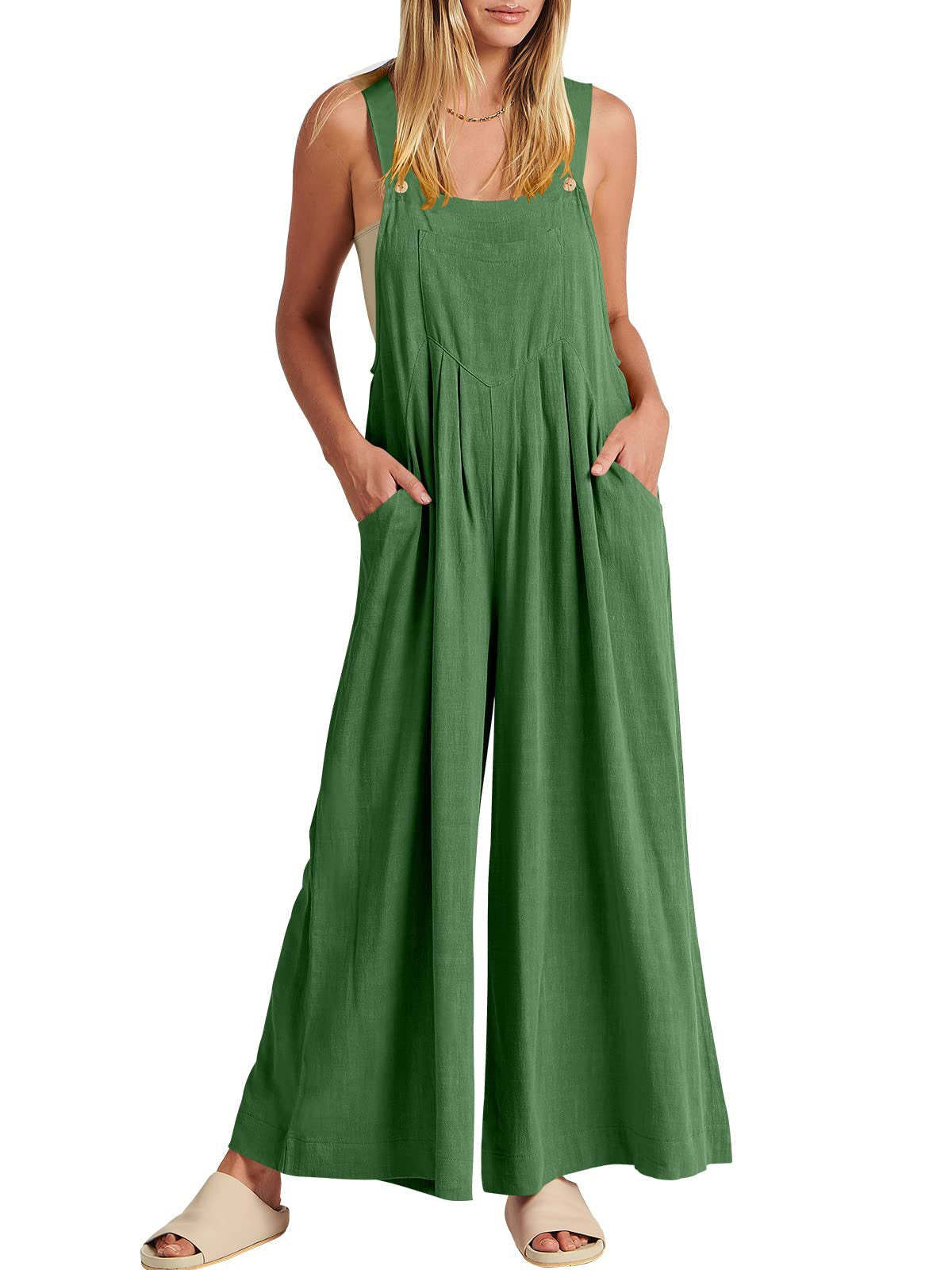 💝 Women's Sleeveless Jumpsuit with Wide Legs and Pockets