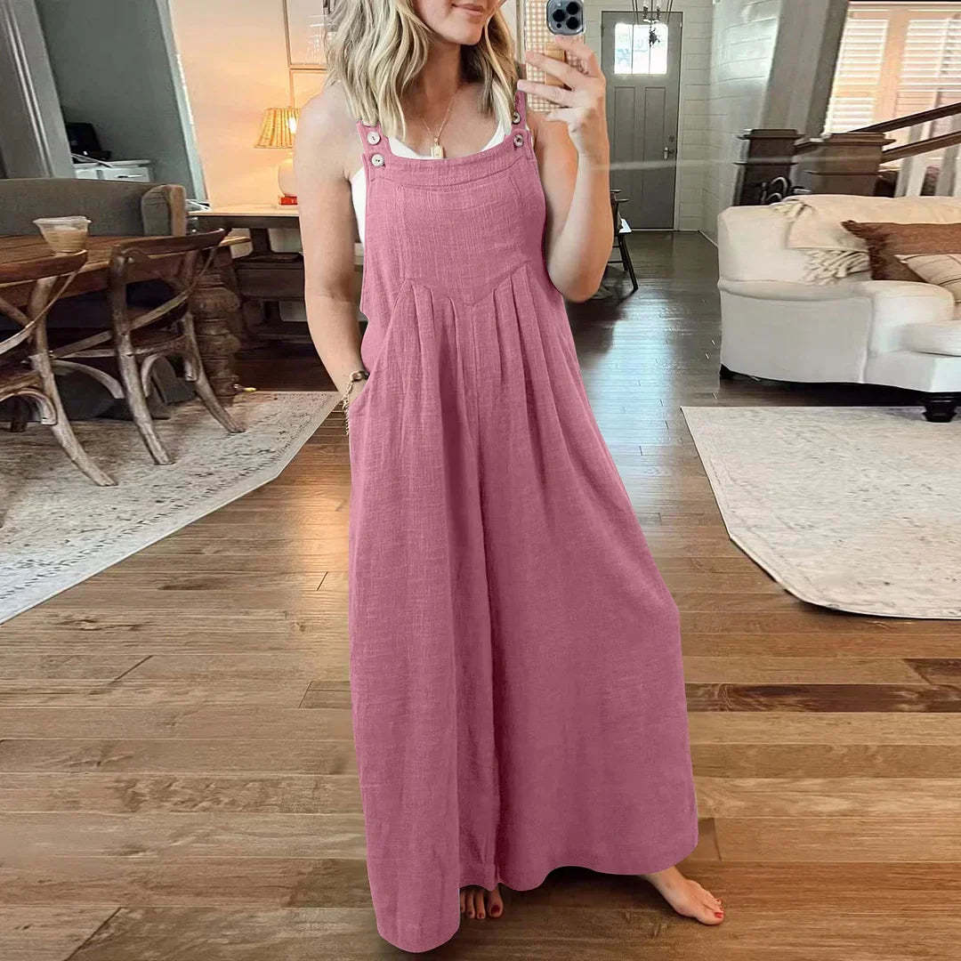 💝 Women's Sleeveless Jumpsuit with Wide Legs and Pockets