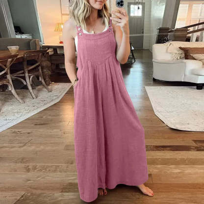💝 Women's Sleeveless Jumpsuit with Wide Legs and Pockets