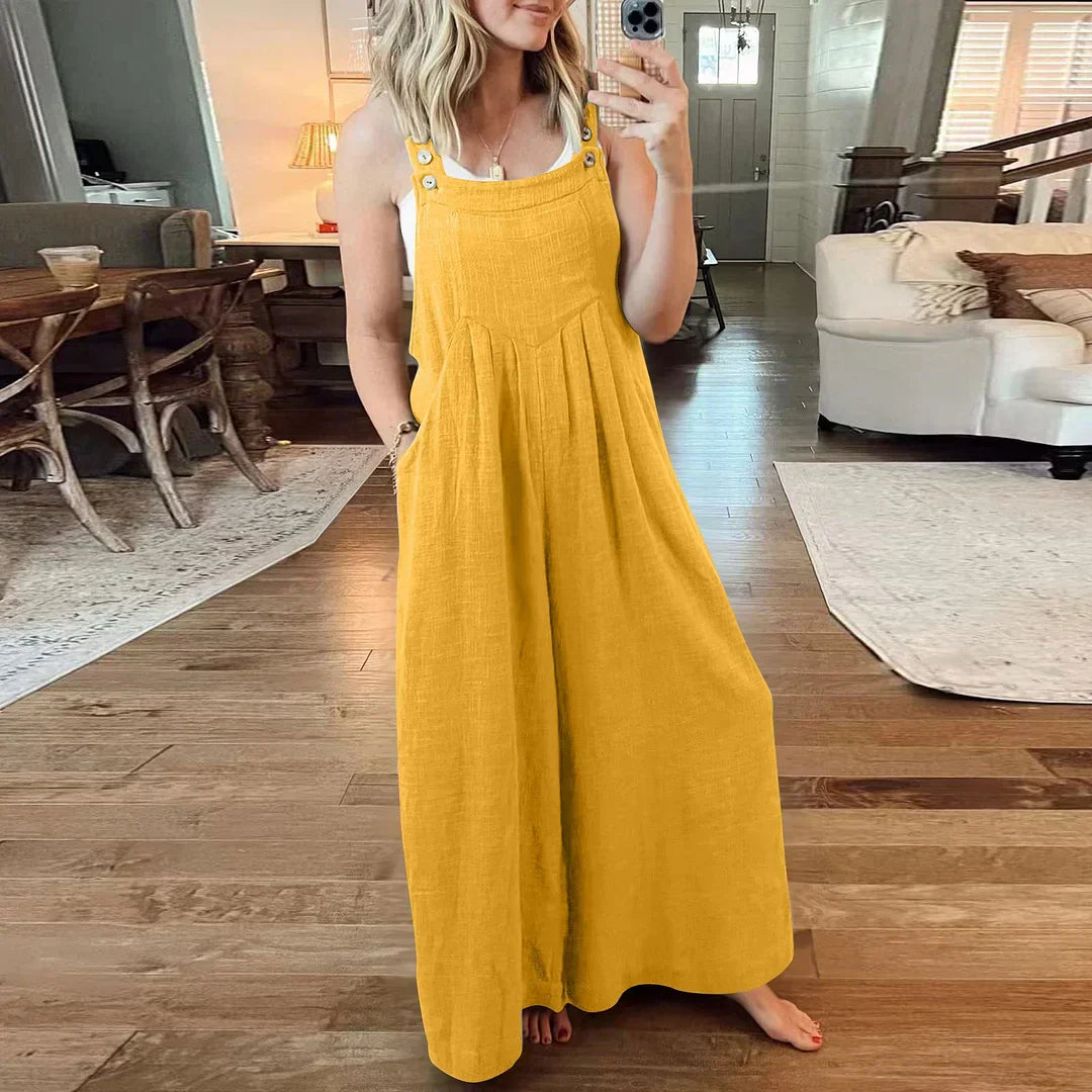 💝 Women's Sleeveless Jumpsuit with Wide Legs and Pockets