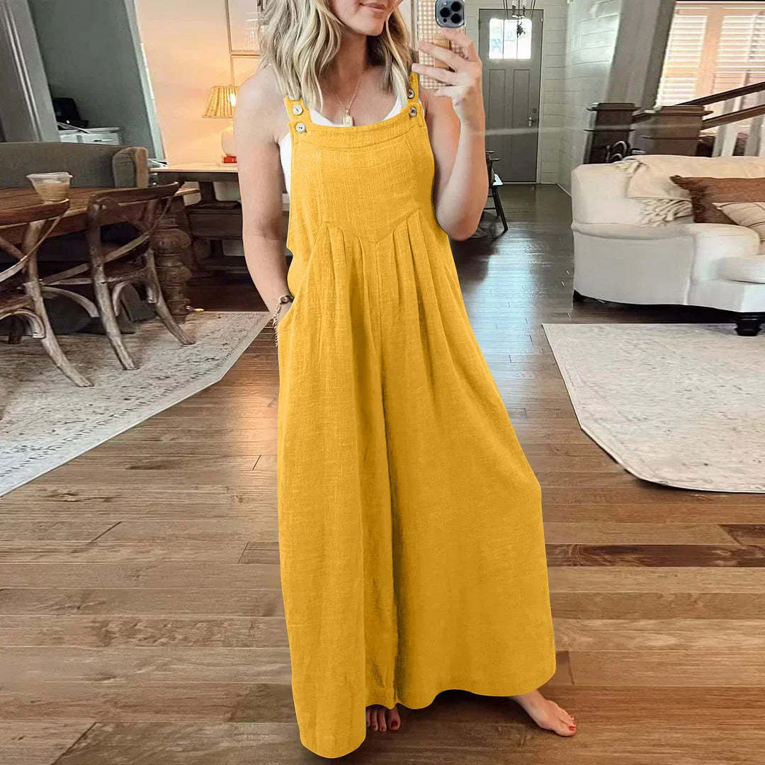 💝 Women's Sleeveless Jumpsuit with Wide Legs and Pockets