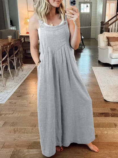 💝 Women's Sleeveless Jumpsuit with Wide Legs and Pockets