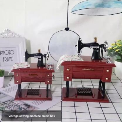 Vintage Imitation Wood Small Sewing Machine Model Music Box