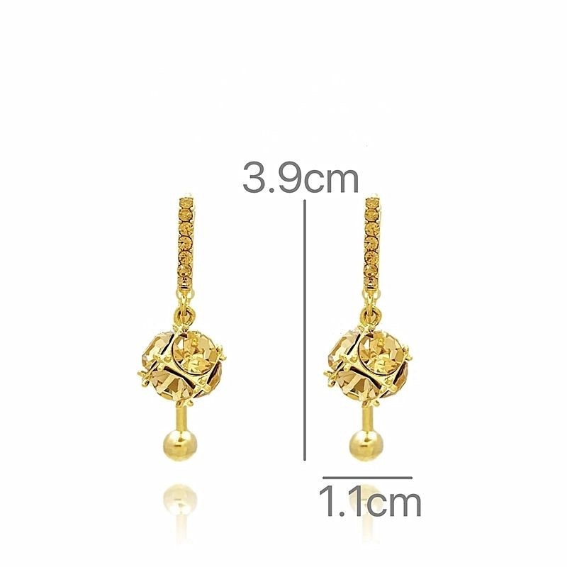Shining and luxurious white diamond ball tassel earrings