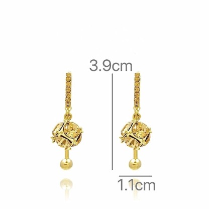 Shining and luxurious white diamond ball tassel earrings