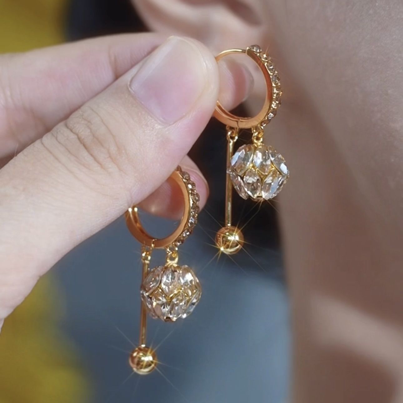 Diamond ball earrings A Pair