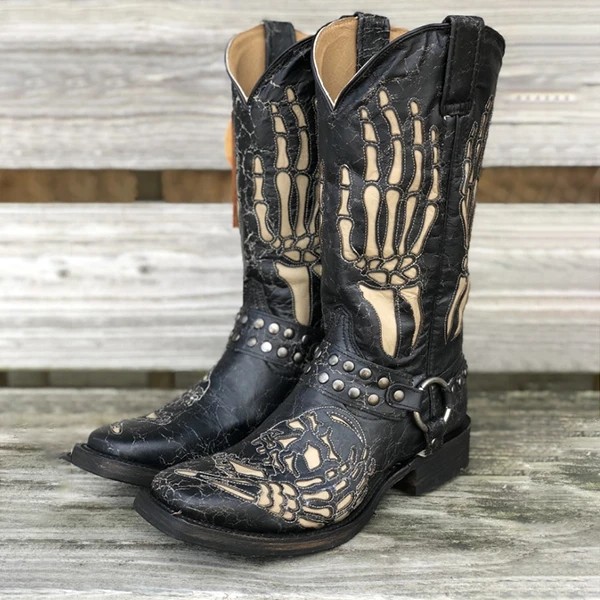 European and American Skeleton Men's Knight Boots