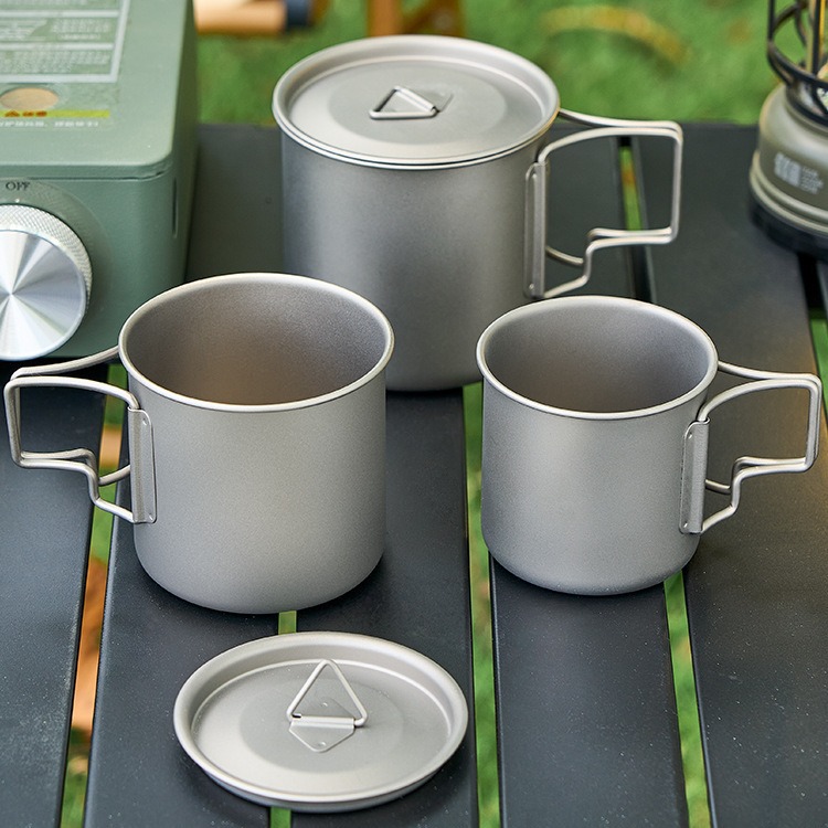 Pure titanium water cup single-layer folding titanium cup office tea coffee cup titanium alloy outdoor portable camping Mug
