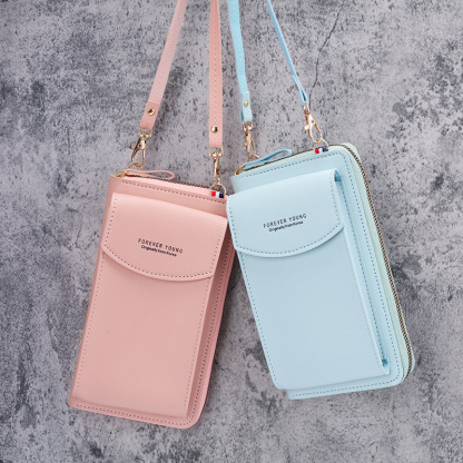 Small shoulder crossbody zipper bag, multifunctional long wallet for women