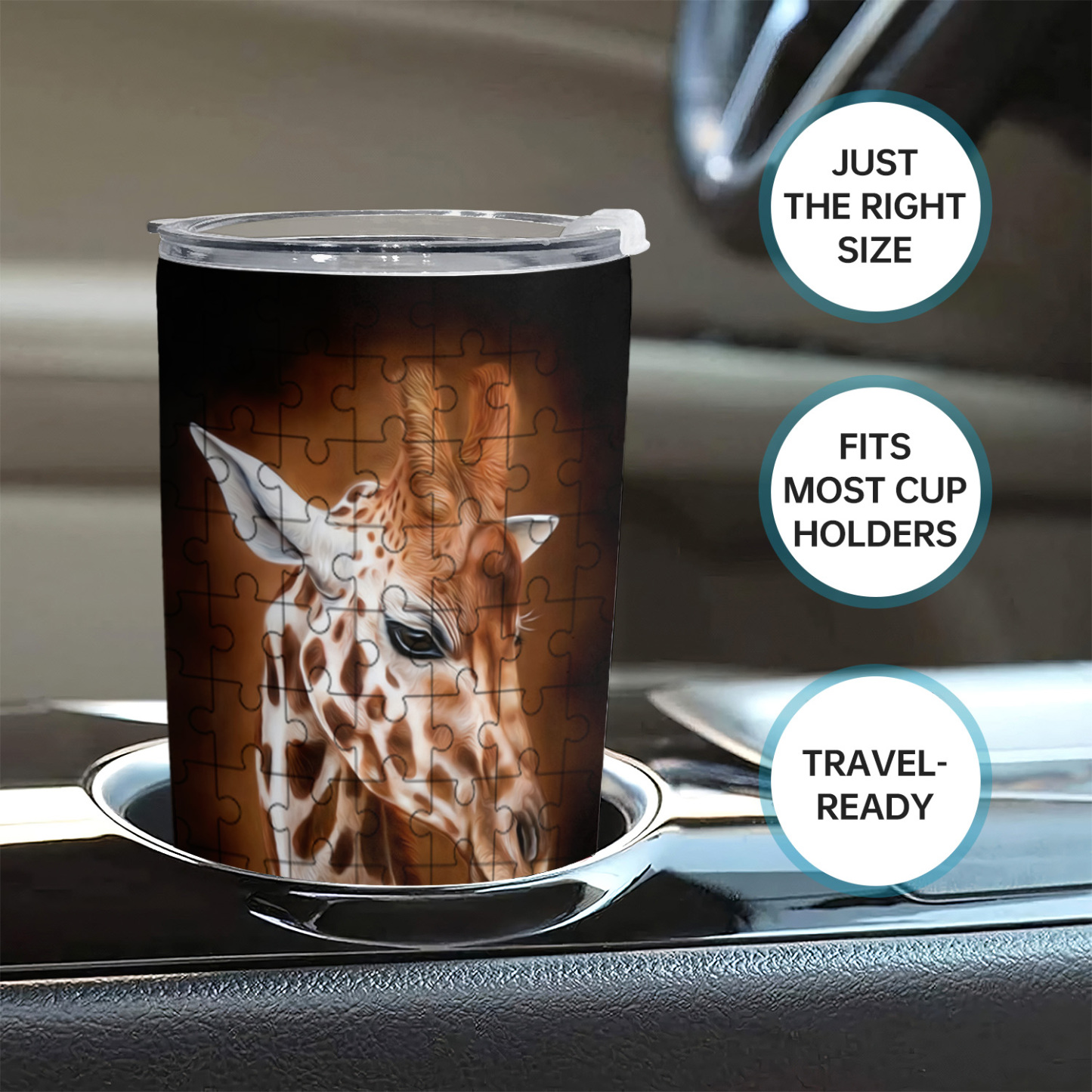 1pc Premium Giraffe Insulated Tumbler Cup - 20oz Stainless Steel Vacuum Flask with Lid, Double-Wall Insulation, Durable, Leak-Proof, Travel-Friendly Coffee Mug & Tea Cup for Hot and Cold Beverages