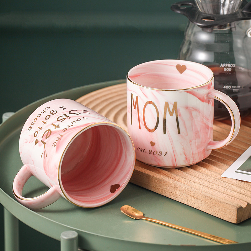 Customized mugs Creative breakfast milk cups Marble ceramic mugs with customized logos