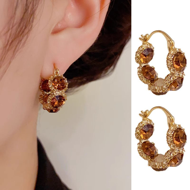 Delicate hoop crystal earrings A Pair