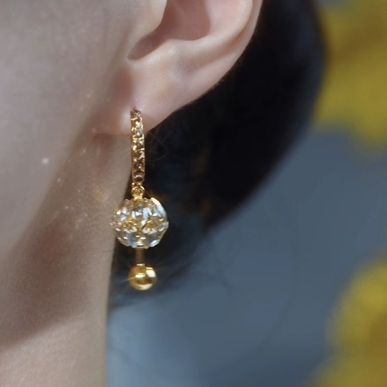 Diamond ball earrings A Pair