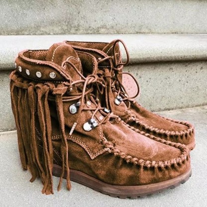 Women's round toe suede ethnic women's leather boots
