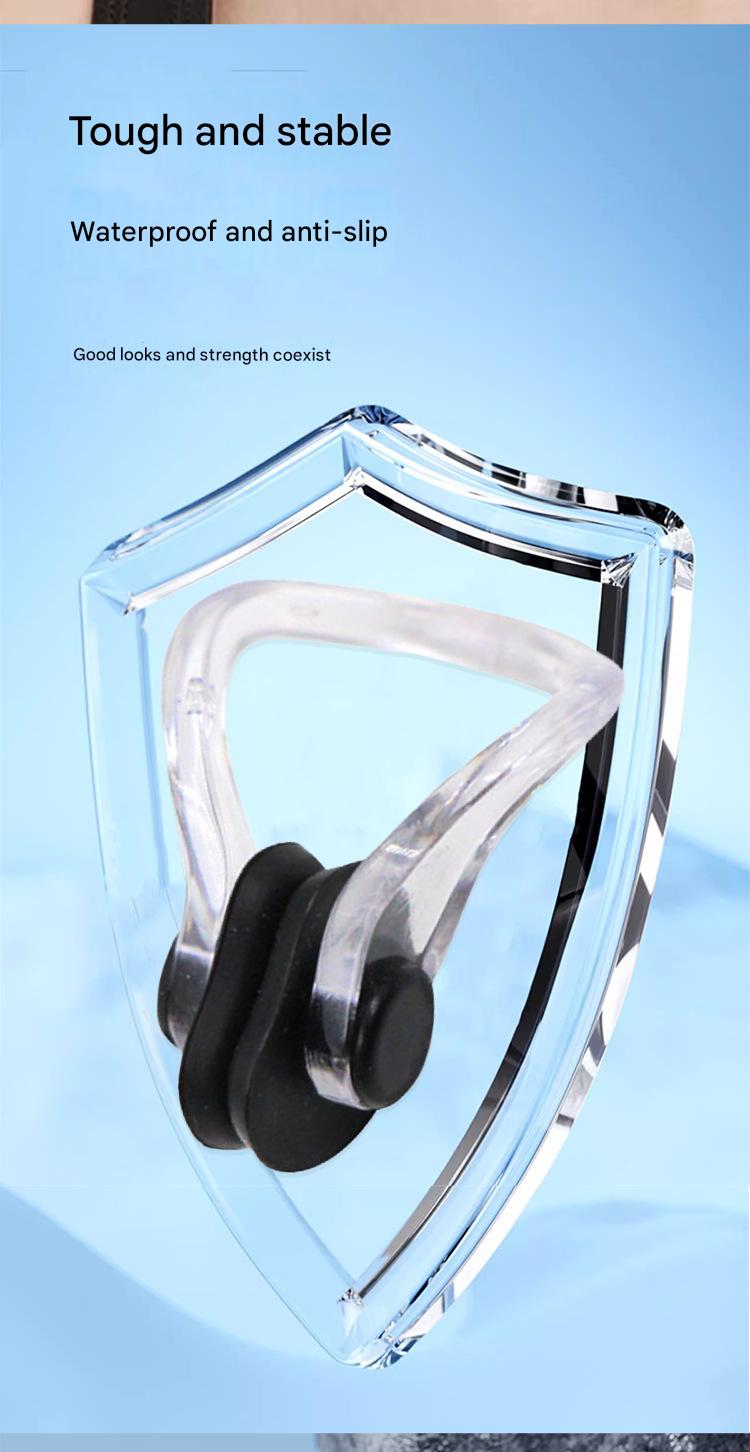 Adult swimming goggles, large frame electroplated waterproof and anti-fog one-piece earplugs（Free nasal plug）