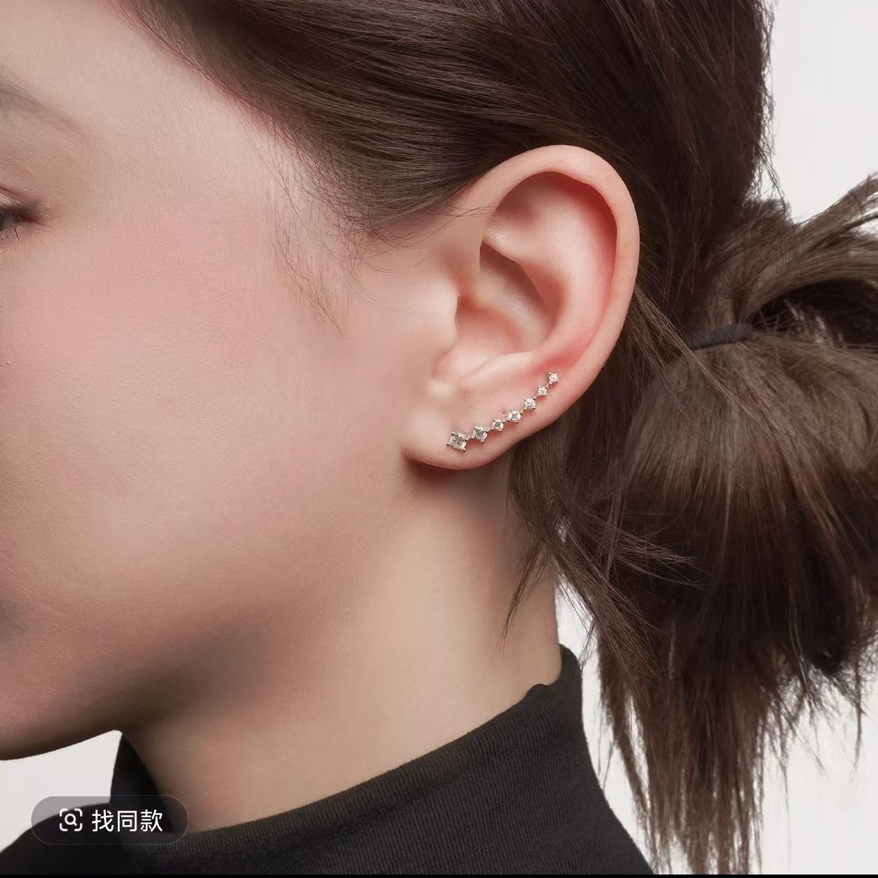 Zircon meteor falling starry sky single ear hole adjustable diamond inlaid zircon earrings