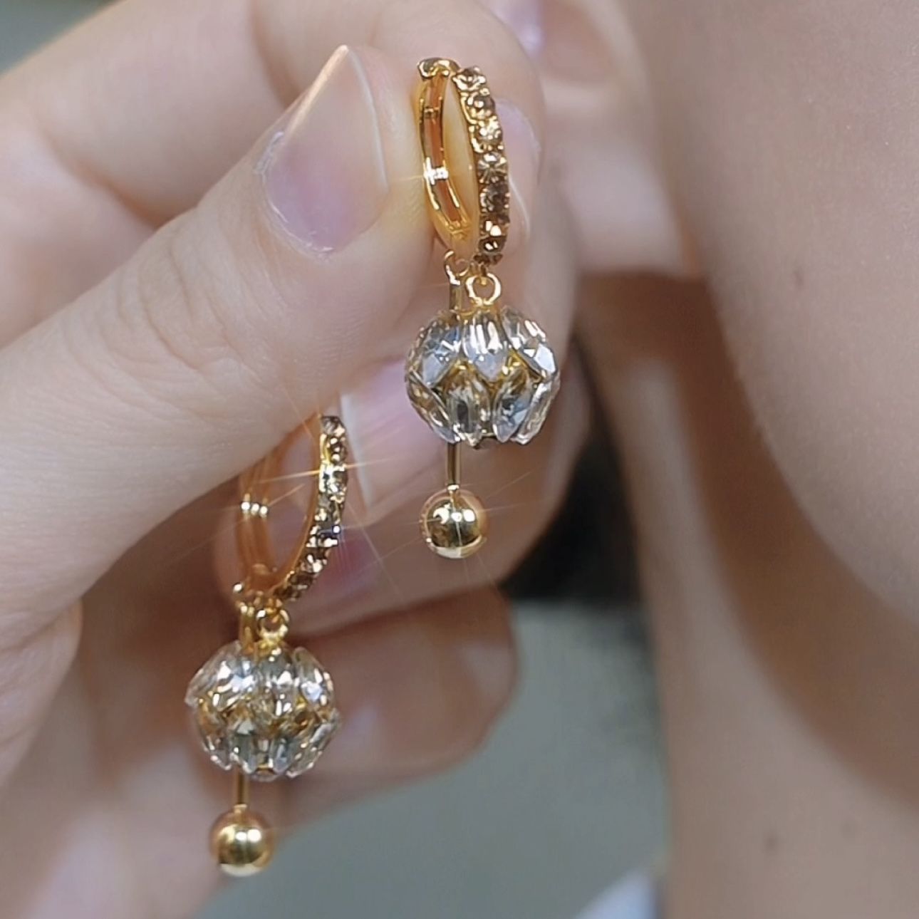 Diamond ball earrings A Pair