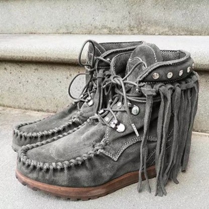 Women's round toe suede ethnic women's leather boots