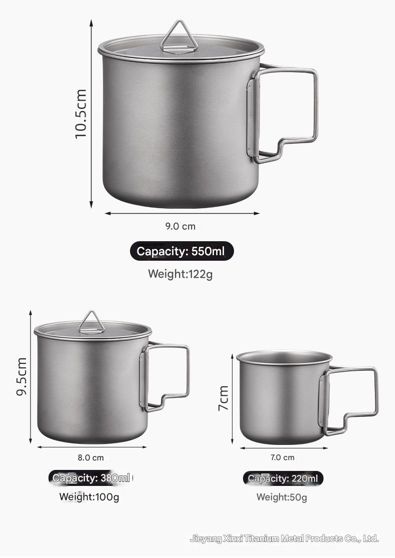 Pure titanium water cup single-layer folding titanium cup office tea coffee cup titanium alloy outdoor portable camping Mug