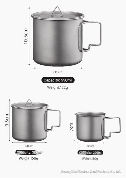 Pure titanium water cup single-layer folding titanium cup office tea coffee cup titanium alloy outdoor portable camping Mug