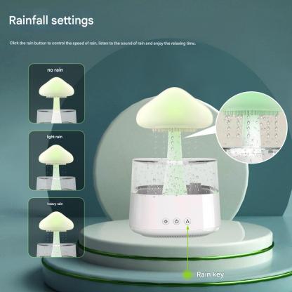Cloud humidifier household creative large fog capacity colorful atmosphere light essential oil raindrop wood grain mushroom aromatherapy machine