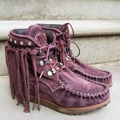 Women's round toe suede ethnic women's leather boots