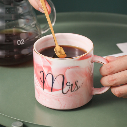 Customized mugs Creative breakfast milk cups Marble ceramic mugs with customized logos