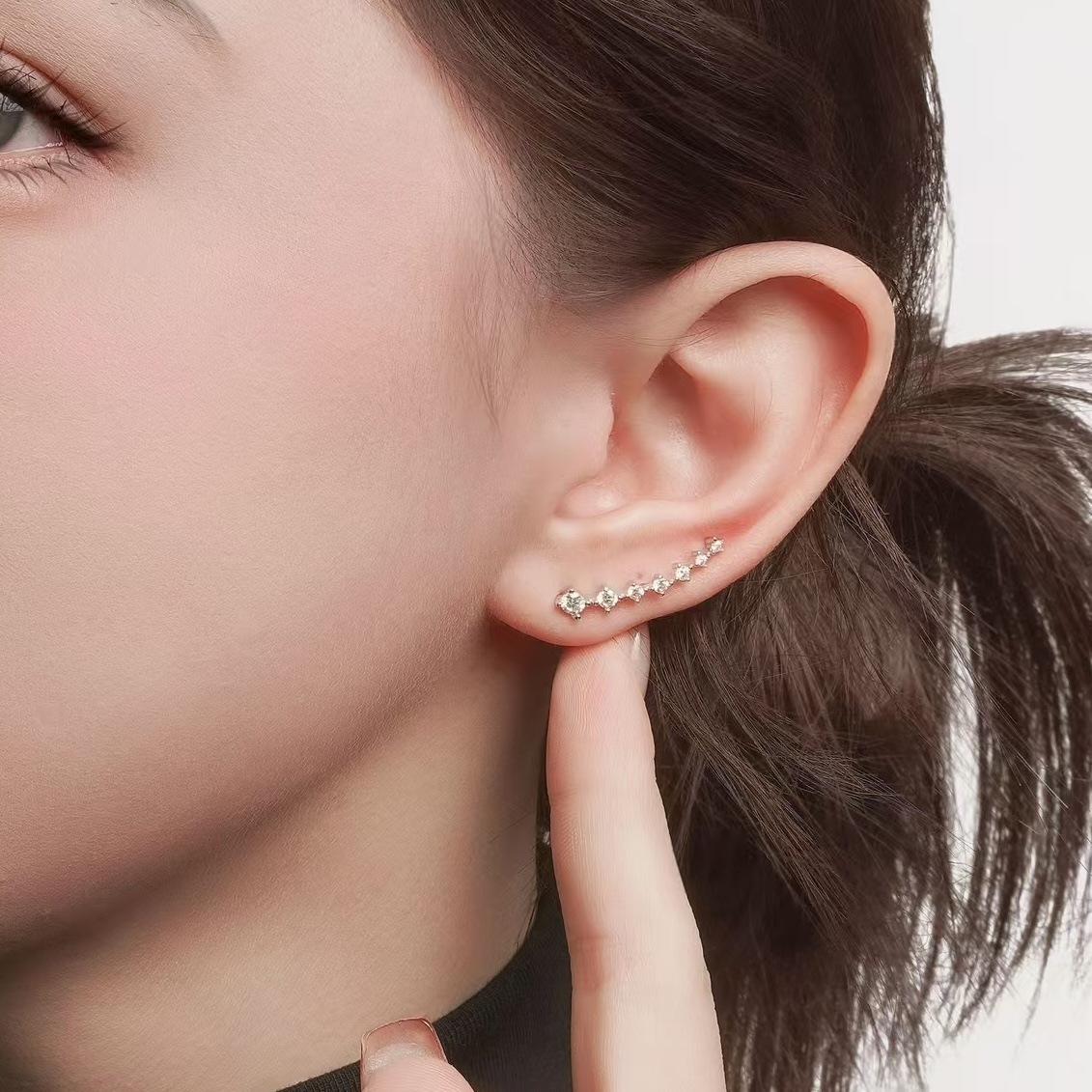 Zircon meteor falling starry sky single ear hole adjustable diamond inlaid zircon earrings