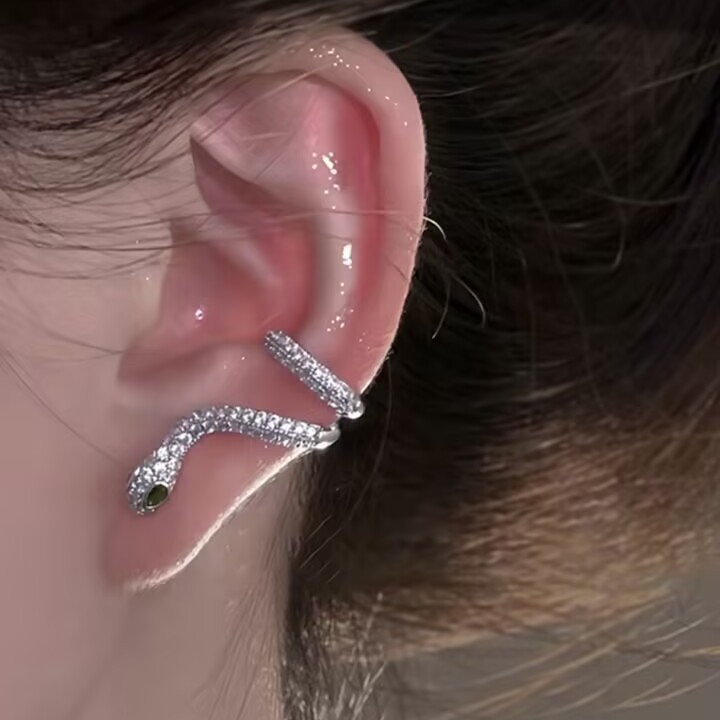 Fashionable and personalized full diamond snake-shaped earrings A Pair